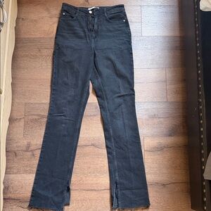 Zara Black Flared Jeans with Front Hem Slits